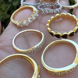 9 yellow gold plated rings size 7