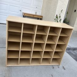  25-Cubby Birch Wood Storage Cabinet - Classroom/Playroom Organizer 