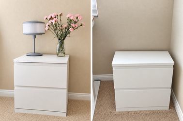 Pair of White IKEA MALM Nightstands