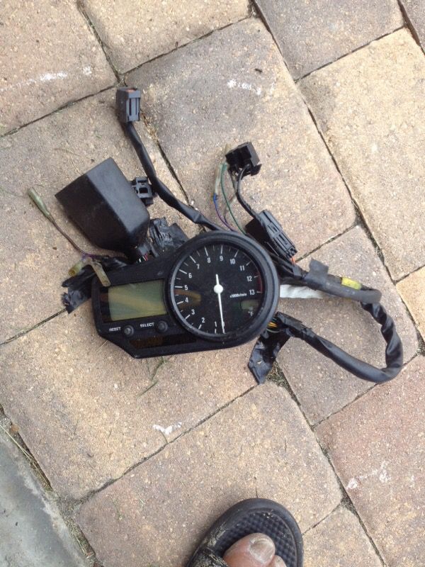 Yamaha R1 Digital speedometer and tachometer on my door with complete wire harness