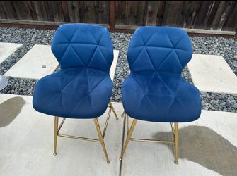 *Like-New* Blue Velvet Stools • Free Delivery 🚚📦