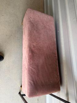Pink Velvet Upholstered Bench with Metal Legs