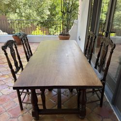 Antique table & four chairs 