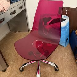 💗 Modern Acrylic Swivel Desk Chair (Pink/Red) – $150