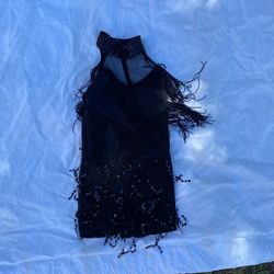 Black Sequin And Fringe Shaker Shorts/Costume