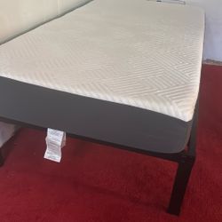 Purple Tempurpedic Mattress & Black Bed frame 