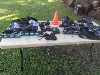 Rollerblades and gear. Children to adult size Everything you see $20.