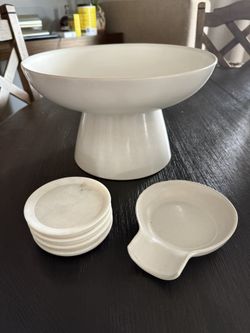 Pottery Barn Fruit Bowl, Coasters,spoon Rest