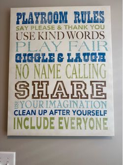 Kids Playroom Toy Room big canvas wall art decoration sign size 2’x2’6” (24”x30”) $5 firm price