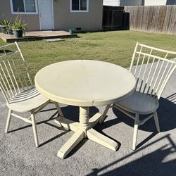 Wood Table And 2 Chairs Set 