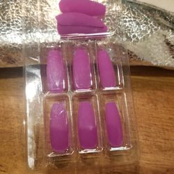 Nails Purple Coffin Nails 12 pcs