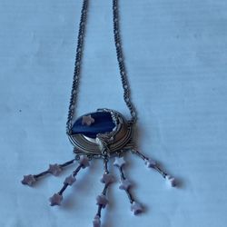 Half Moon And Star Swinging Beautiful Lady Necklace 