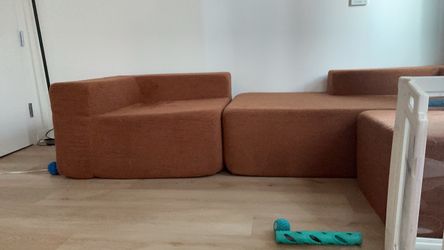 Modular Sectional Sofa in Rust Orange