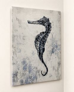 BATRENDY ARTS Textured Seahorse Canvas Wall Art – 28” × 20”