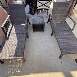 Chaise Lounge Chairs And Side Table