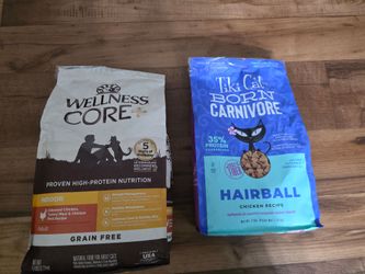 Wellness Core & tiki cat dry cat food 7lb bag Best By 2027