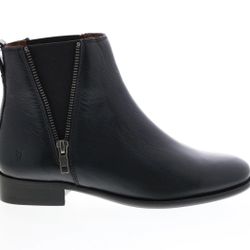 Frye Carly Zip Chelsea 71718 Womens Black Leather Ankle & Booties Boots
