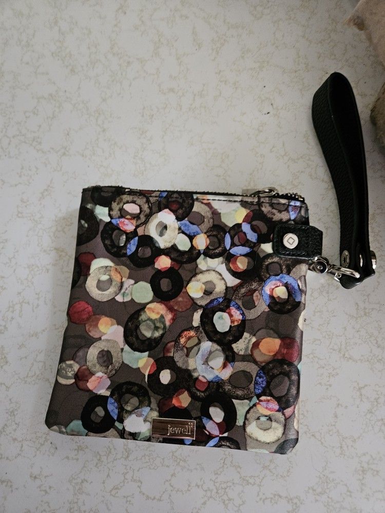 Jewell Watercolor Zippered Pouch Wristlet. Like New