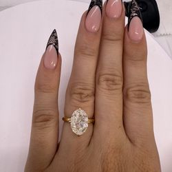 4.83 carat g VVS2 crushed ice oval lab diamond engagement ring hidden halo