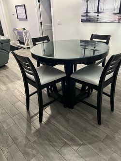 Round Glass Top Counter Height Dining Set