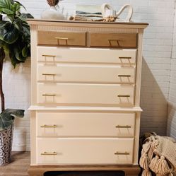 Vintage Solid Wood High Quality Dresser Tallboy 5 Drawer