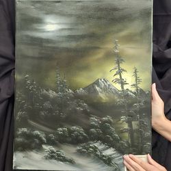 Art #737 Evening Rainier Moon 16×20