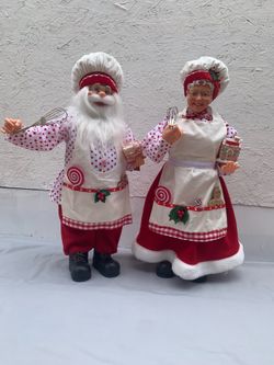 Set of 2 Christmas Baker Santa & Mrs. Claus Figurines (16-18") — NWT