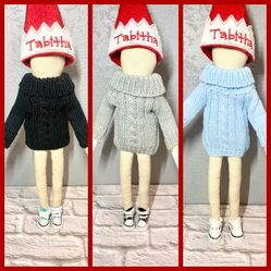 Elf Doll Clothes Knitted Hoodie With Sneakers
