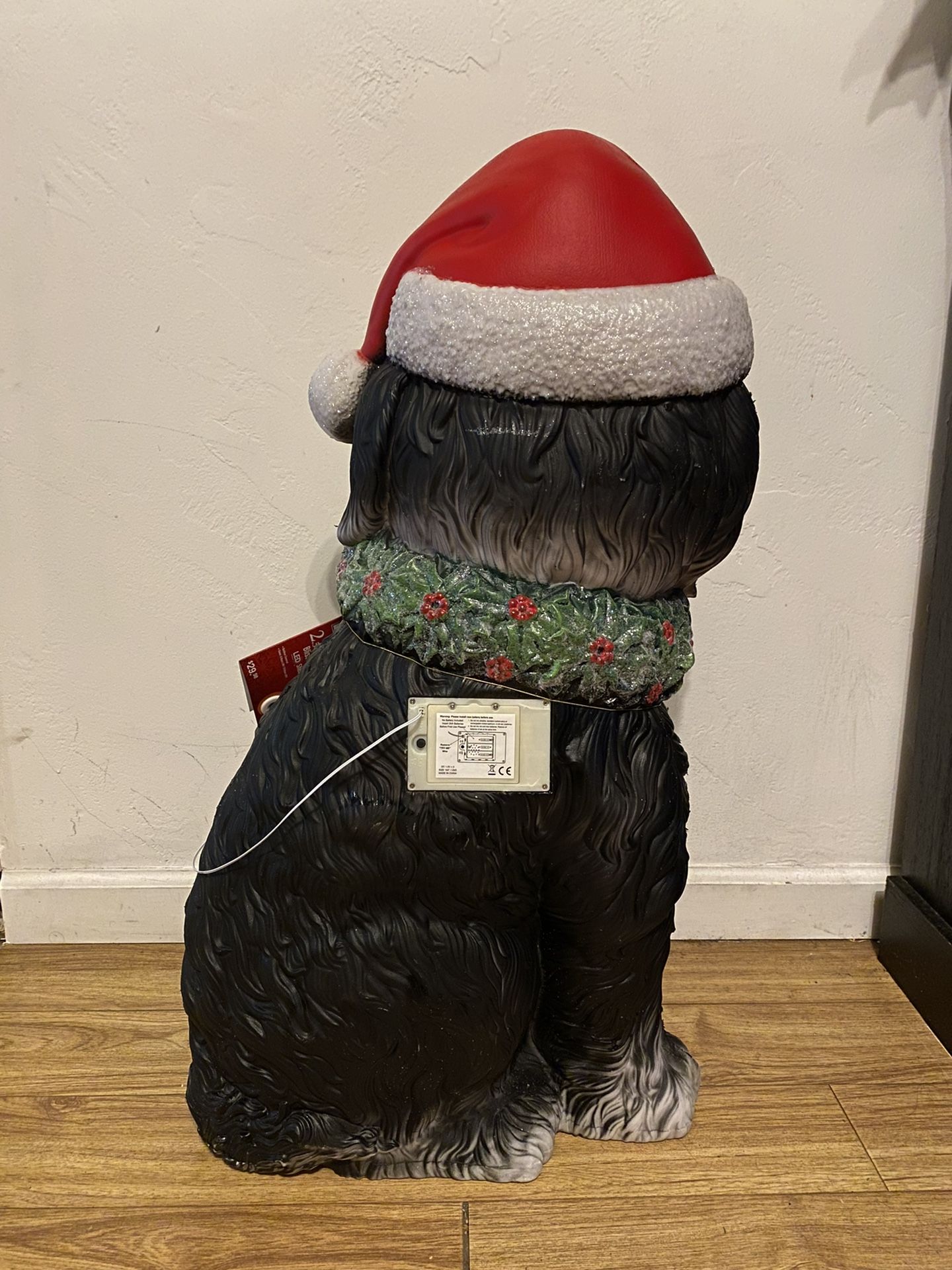 Christmas LED lights Sheepdog w/ Santa Hat Blow Mold Decor New for