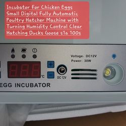 Incubator for Chicken Eggs Small Digital Fully Automatic Poultry Hatcher Machine with Turning Humidity Control Clear Hatching Ducks Goose s1a 100s