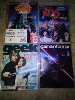 Vintage Star Wars Magazines. Geek 2013. Game Informer Issue (contact info removed). Star Wars Issue 2 1992. Mad Star Wars Spectacular 1996. 