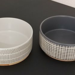 Two TopPaw 8 Cup Ceramic Dog Bowls