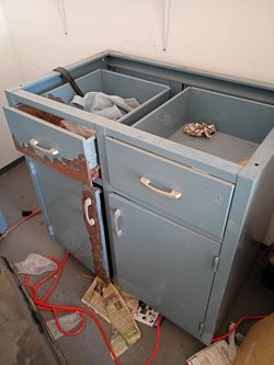 Vintage Metal Base Cabinets – Set of 2