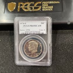 1974 S Gem Proof Kennedy Half Dollar Graded At PR69 With A Deep Cameo B-19