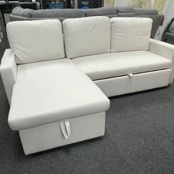SECTIONAL SOFA BED BEIGE Fabric 
