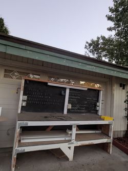 Large Workbench with Pegboard and Outlets