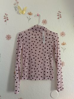 Polka Dot Mesh Long Sleeve Top