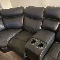 Black Leather Sectional