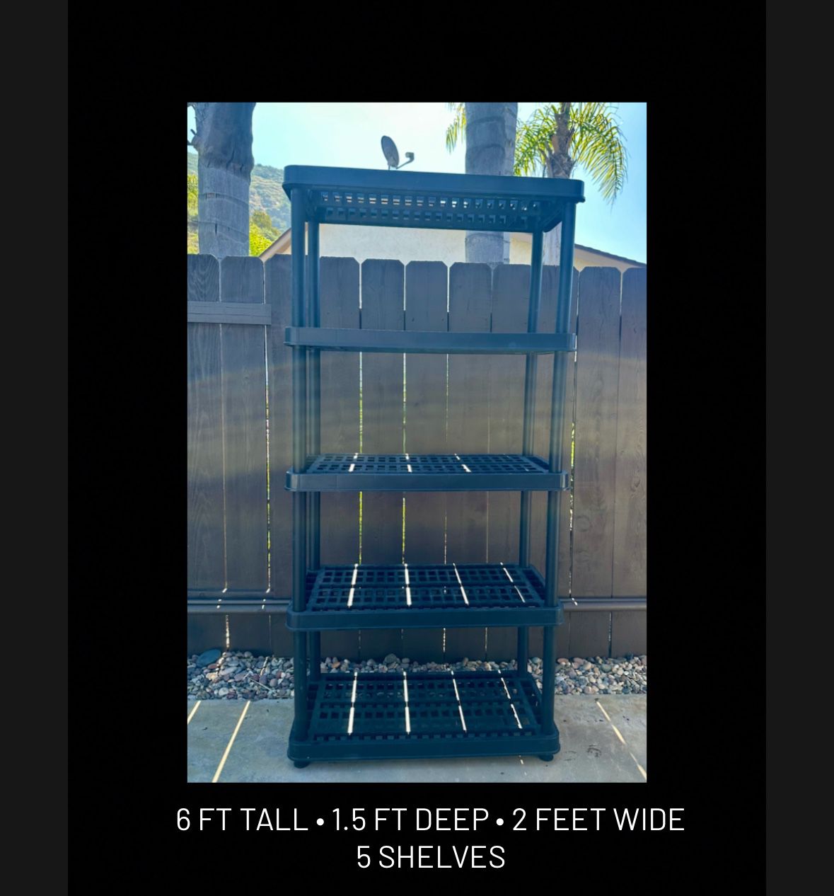 6 FT - 5 Tier Large Plastic Shelves - Perfect For Garage Or Storage Room  1 Set left available