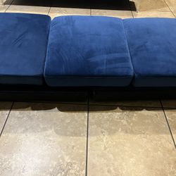 Glory Furniture Hollywood Sofa 4” Cushions Only New Never Use It .  3 blue velvet cushions. The Dimensions For Each Cushion Are 22”x20”x4”