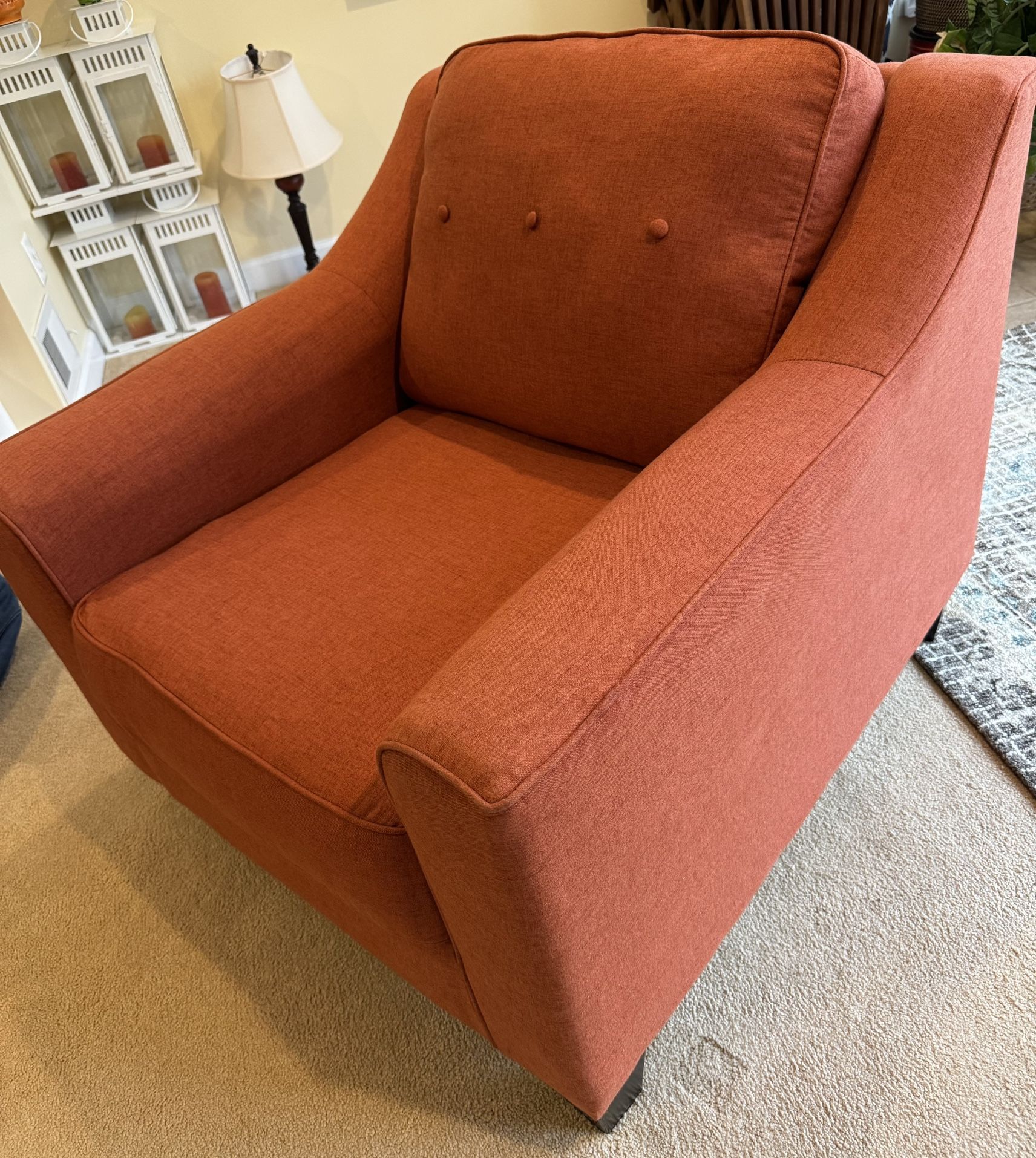 Upholstered Burnt Orange Accent Chair