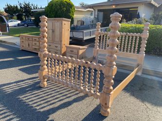 4 piece queen or full bedroom set nightstand dresser armoire bed frame