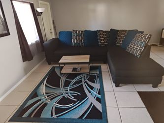 Sofa Sectional  , Coffee Table, Rug And Lamp Set