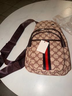 Monogram Sling Bag with Stripe Detail