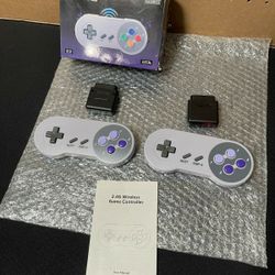 New KIWITATA 2 Pack 2.4GHz Wireless Controller for Original SNES Console, Rechargeable Wireless Remote Gamepad Controller for SNES Super Nintendo Ente