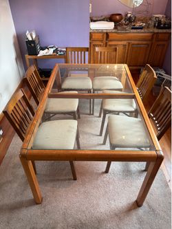 Glass Dining Room Table and 6 Chairs