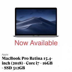 MacBook Pro Retina 15.4-inch (2018) - Core i7 - 16GB - SSD 512GB