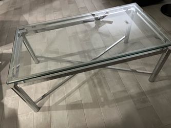 Glass coffee table.