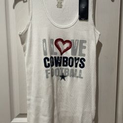 Womens•I LOVE COWBOYS FOOTBALL•REEBOK•LARGE•RIBBED TANK TOP• NFL MERCHANDISE 