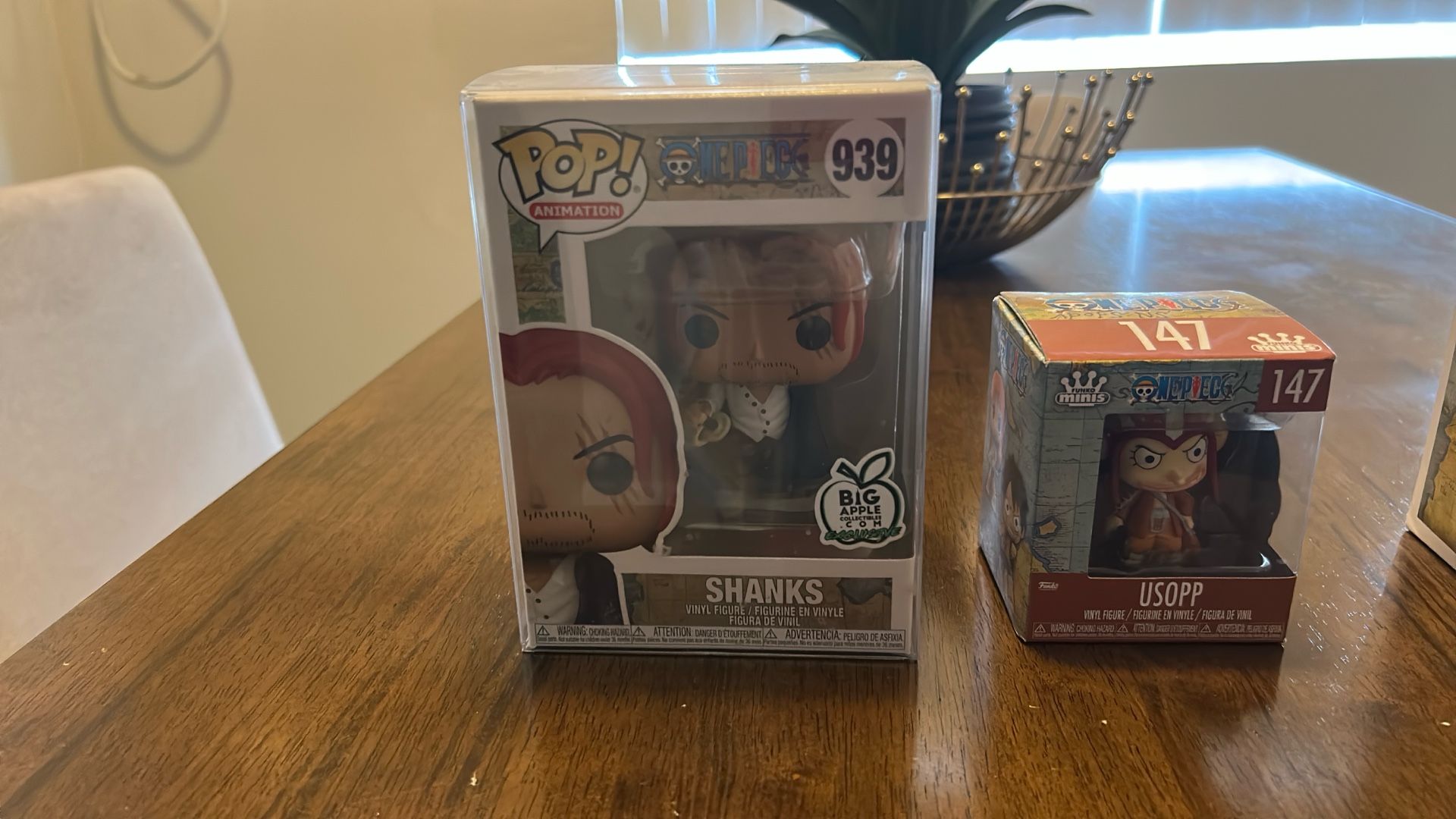 Multiple One piece Anime Funko pops, Sanji/Sanguro, Shanks, Usopp